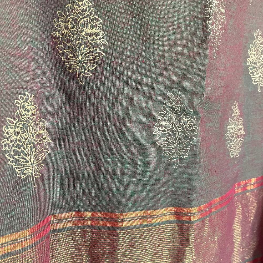 NWT Free People Earthy Gold Metallic Paisley Fringe Hem Cotton Wrap Skirt Medium - Picture 7 of 9